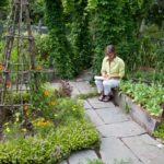ellen in illona's garden taking notes Time out for the Garden Journal