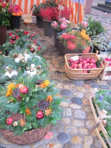 Fruit, greens and cobblestones